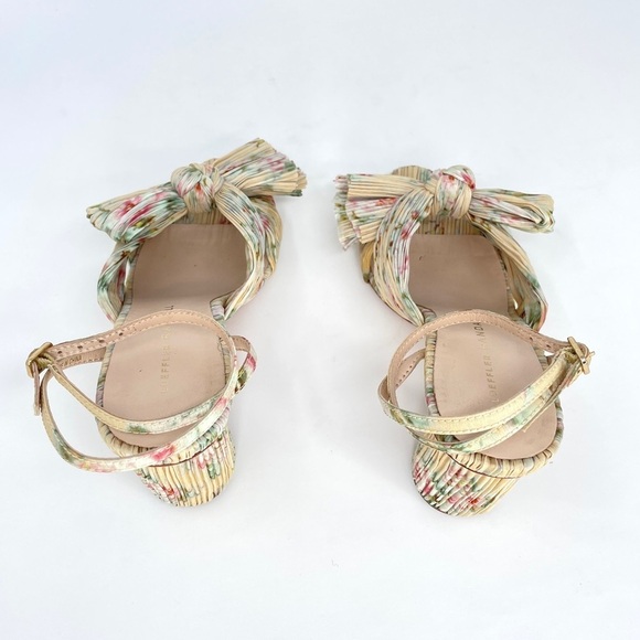 Loeffler Randall Camellia Pleated Bow Heels Ankle Strap Cream Floral 5.5 - Picture 9 of 13